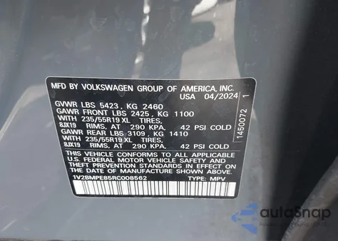 2024 Volkswagen Id.4 Standard z USA, uszkodzony, nr VIN 1V2BMPE85RC008562